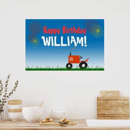 Red Tractor Birthday Party Poster (Küche)