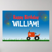 Red Tractor Birthday Party Poster (Vorne)
