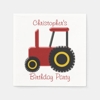Red Tractor Birthday Serviette