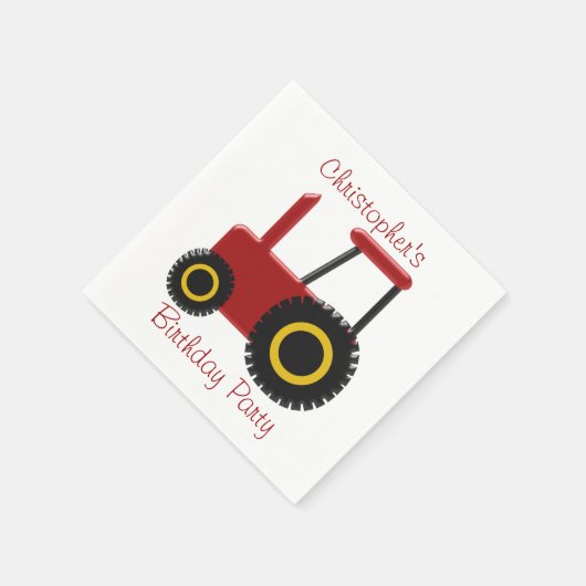 Red Tractor Birthday Serviette (Ecke)