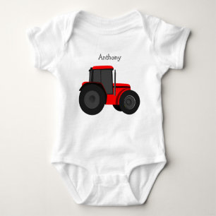Red Tractor Custom Baby Bodysuit Baby Strampler