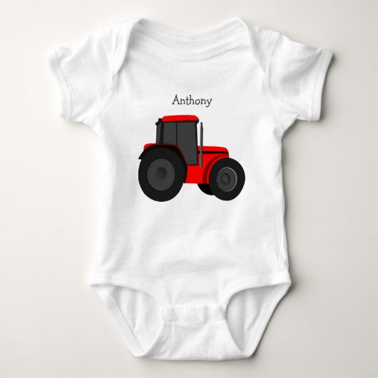 Red Tractor Custom Baby Bodysuit Baby Strampler (Vorderseite)