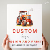Red Tractor Custom Personalisiert Birthday Sign Poster