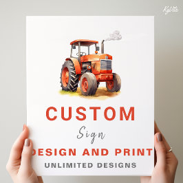 Red Tractor Custom Personalisiert Birthday Sign Poster