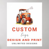 Red Tractor Custom Personalisiert Birthday Sign Poster (Vorne)