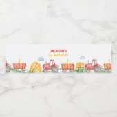 Red Tractor Farm Birthday Water Bottle Label Wasserflaschenetikett (Einzelnes Label)