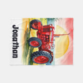 Red Tractor Farm Boy Blanket Personalisiert Fleecedecke (Vorderseite (Horizontal))