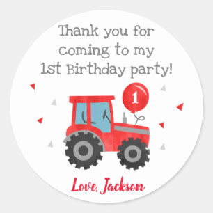 Red Tractor Geburtstagsparty begünstigen Stickers 