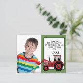 Red Tractor Green Geburtstag Foto Vielen Dank Postkarte (Stehend Vorderseite)