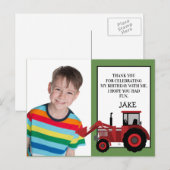 Red Tractor Green Geburtstag Foto Vielen Dank Postkarte (Vorne/Hinten)