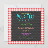 Red Tractor on Red and White Gingham Einladung (Rückseite)