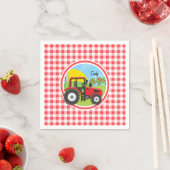 Red Tractor on Red and White Gingham Serviette (Beispiel)