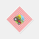 Red Tractor on Red and White Gingham Serviette (Ecke)