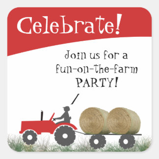 Red Tractor Party Umschlag Aufkleber