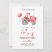 Red Tractor Thema Geburtstag Einladung (Vorderseite)