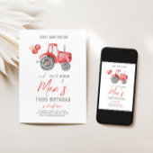 Red Tractor Thema Geburtstag Einladung