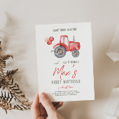 Red Tractor Thema Geburtstag Einladung