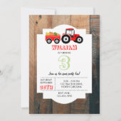 Red Tractor Truck Farm Produzieren Geburtstag Einladung (Vorderseite)