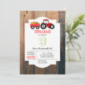 Red Tractor Truck Farm Produzieren Geburtstag Einladung (Stehend Vorderseite)