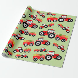 Red Tractor Truck Farm Produzieren Geschenkpapier