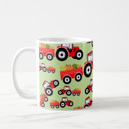 Red Tractor Truck Farm Produzieren Kaffeetasse (Links)