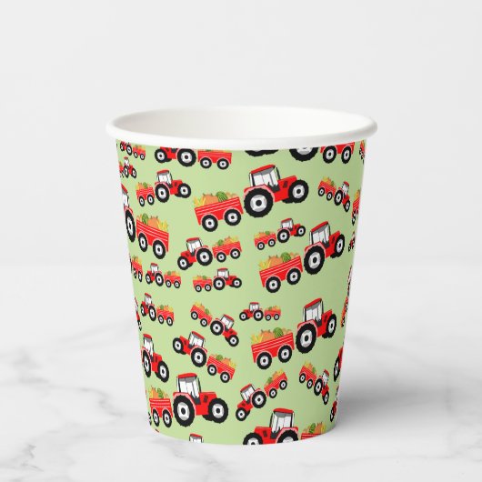 Red Tractor Truck Farm Produzieren Pappbecher (Rückseite)