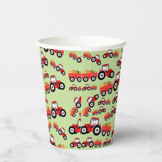 Red Tractor Truck Farm Produzieren Pappbecher (Rechts)