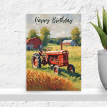Red Tractor Vintag Rustikale Farm Happy Geburtstag