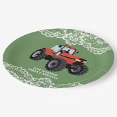 Red Tractor Wedding Brautparty Farm Pappteller (Schrägansicht)
