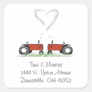Red Tractor Wedding Umschlag Aufkleber
