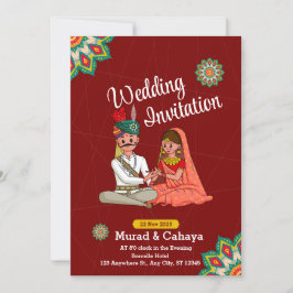 Red Traditional Indian Wedding Invitation Card Einladung
