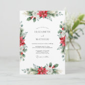 Red Traditional Winter Wedding Einladung (Stehend Vorderseite)