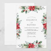 Red Traditional Winter Wedding Einladung (Vorne/Hinten)