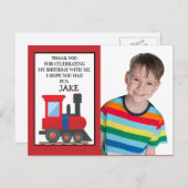 Red Train Birthday Foto Vielen Dank Postkarte (Vorne/Hinten)
