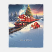 Red Train Christmas Tree Fleece Blanket (Vorderseite)