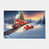 Red Train Christmas Tree Holiday Doormat Fußmatte (Vorderseite)