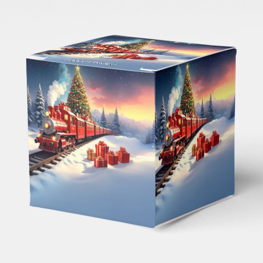 Red Train Christmas Tree Holiday Favor Box Geschenkschachtel (Vorderseite)