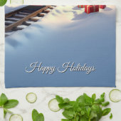 Red Train Christmas Tree Holiday Kitchen Towel Geschirrtuch (Gefaltet)