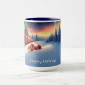Red Train Christmas Tree Holiday Mug Tasse (Zentrum)