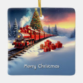 Red Train Christmas Tree Holiday Ornament (Vorderseite)
