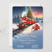 Red Train Christmas Tree Holiday Party