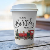 Red Train Custom Happy Birthday Paper Cup Pappbecher