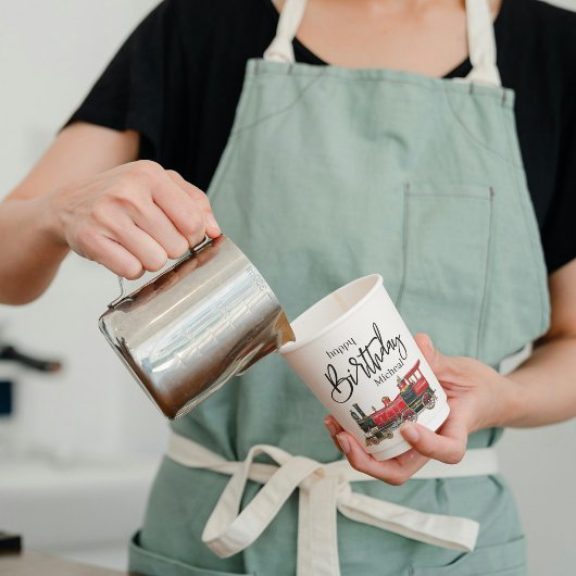 Red Train Custom Happy Birthday Paper Cup Pappbecher