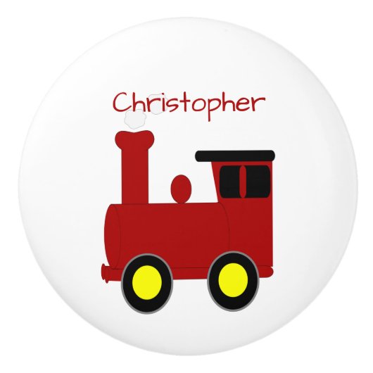 Red Train Design Personalised Keramikknauf (Vorderseite)
