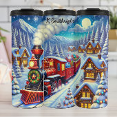 Red Train Festive Gingerbread Village Thermosbecher