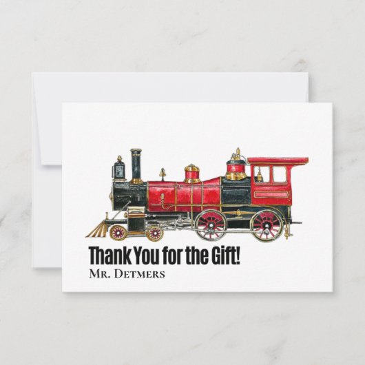 Red Train Flat Danke Karte (Vorderseite)