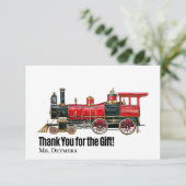 Red Train Flat Danke Karte (Stehend Vorderseite)