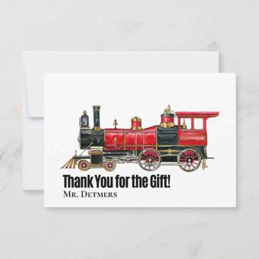 Red Train Flat Danke Karte (Rückseite)