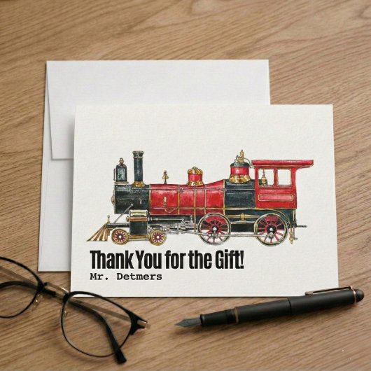 Red Train Flat Vielen Dank Postkarte