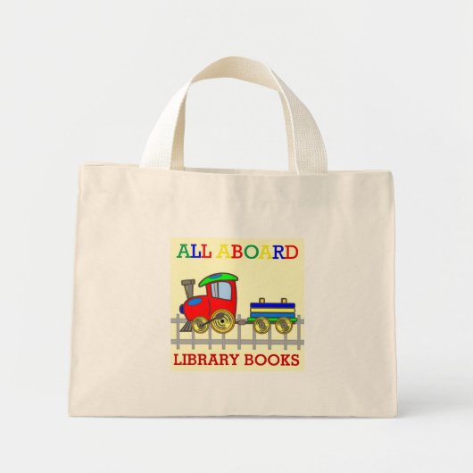 Red Train Library Books Kids Tote Bag Mini Stoffbeutel (Vorne)